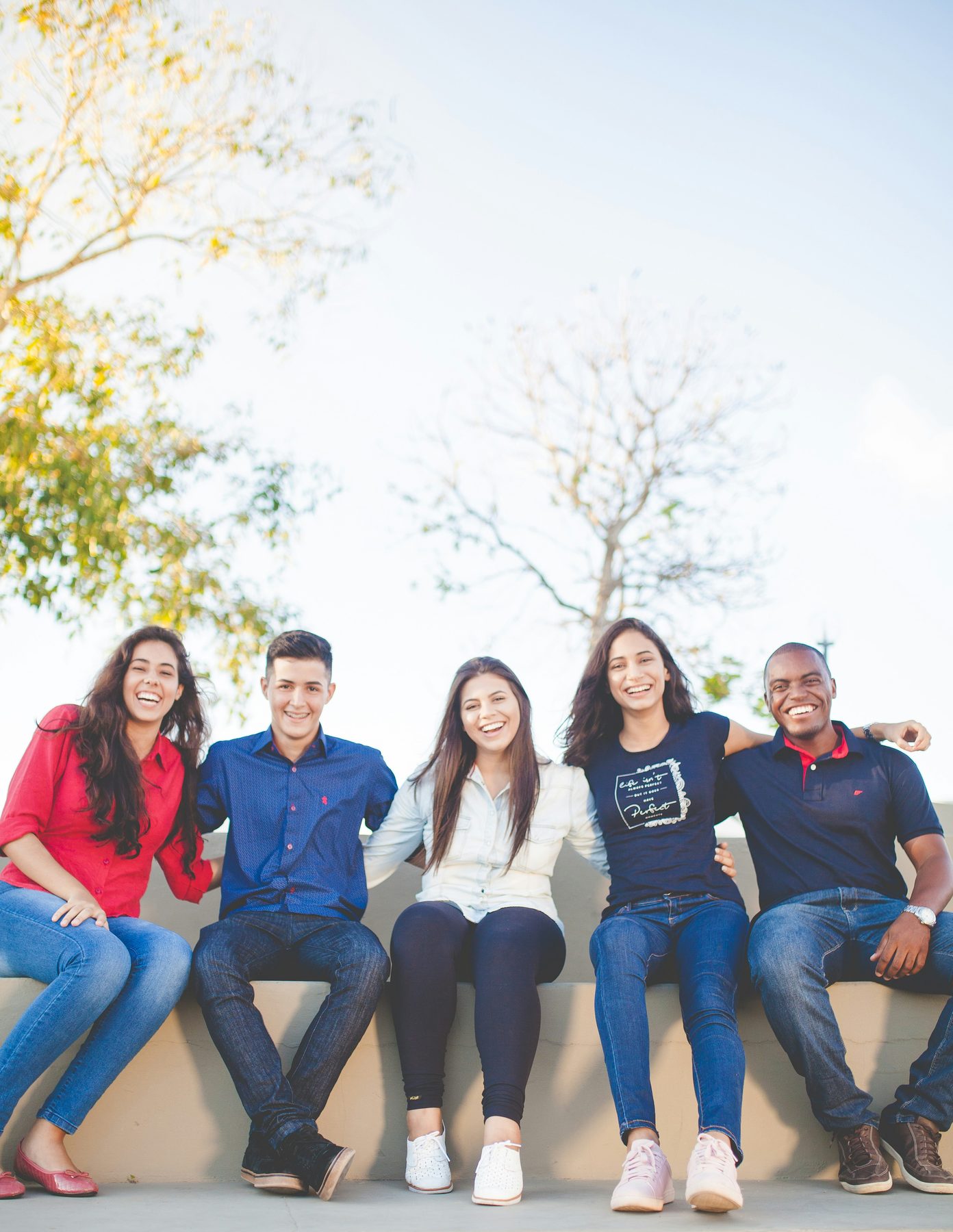 Diverse group of students together outdoors